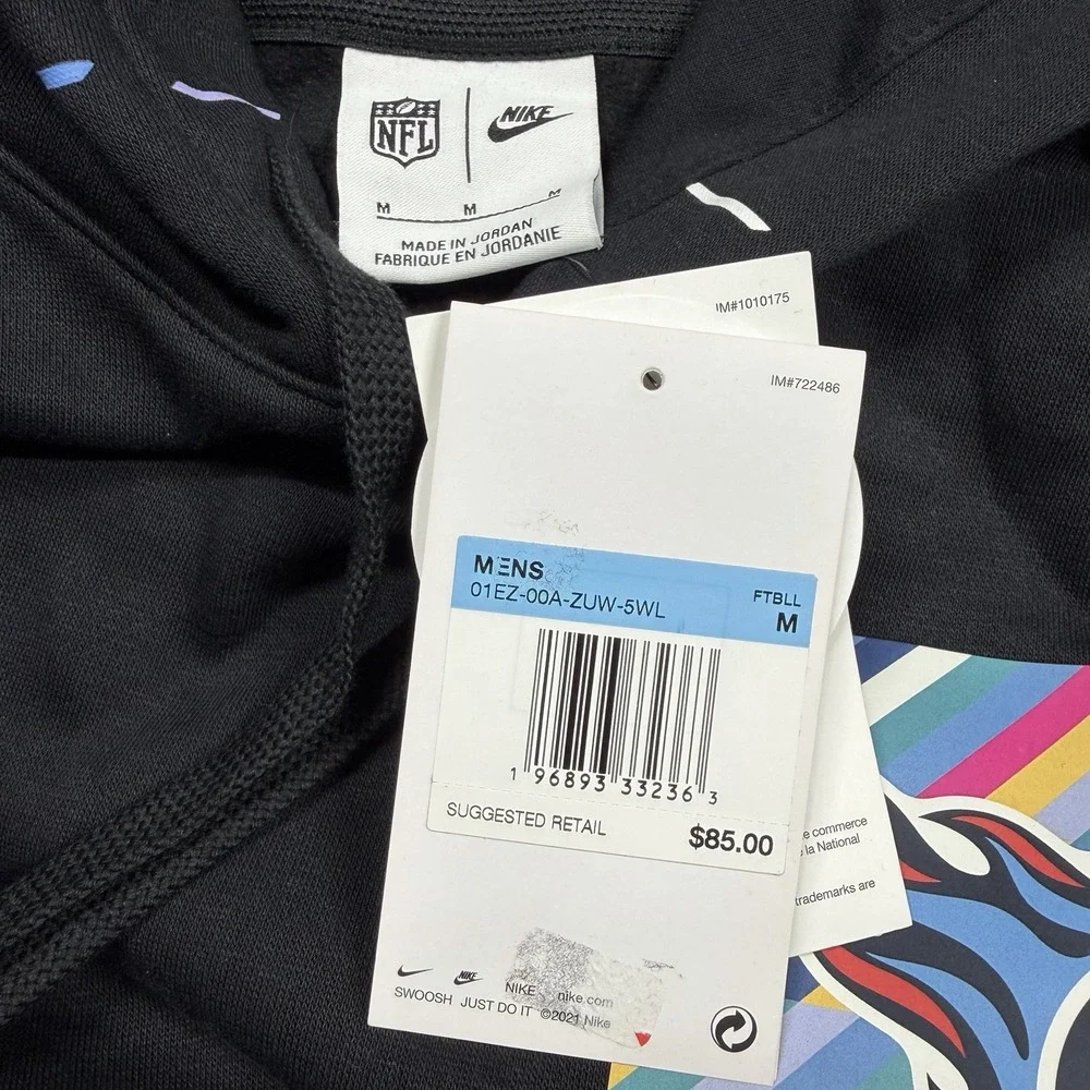 Tennessee Titans Nike NFL‎ Crucial Catch Therma Pullover Black Hoodie Men's Mdn